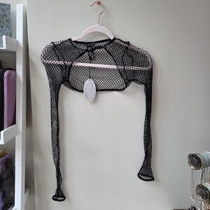 Black Fishnet Long Sleeve Top